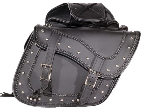 Saddlebags - PVC - Braid and Studs - Zip Off - SD1485-PV-DL