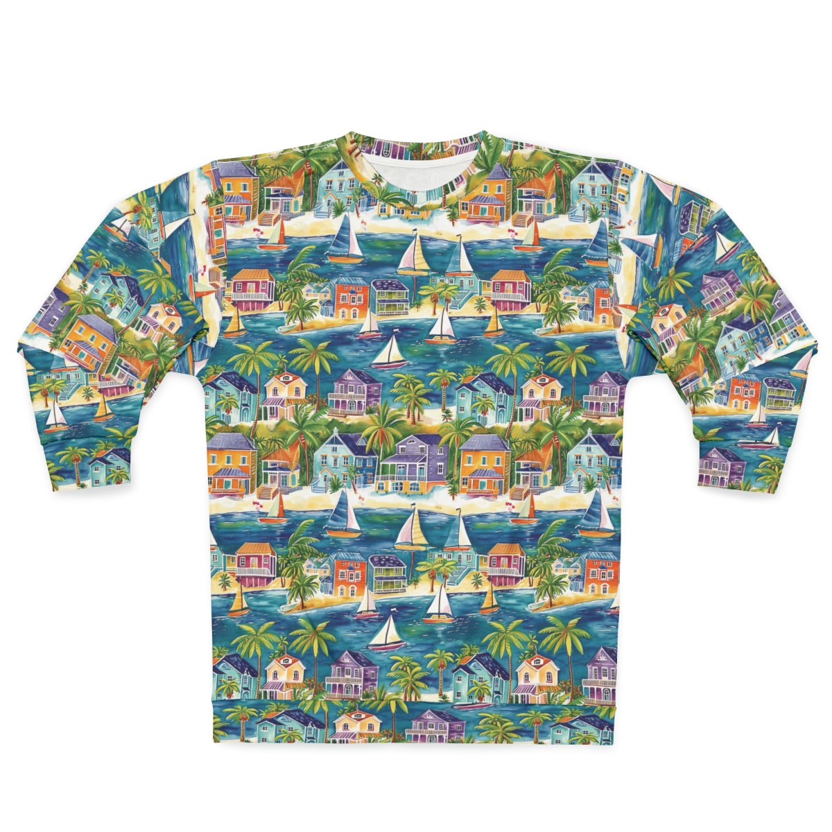 Houses by the Bay - Panama City Beach - Beautiful Water Views - Multiple Colors - Unisex Sweatshirt (AOP)