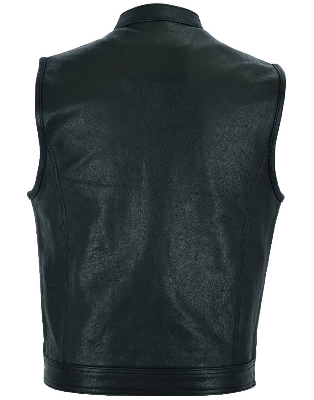 Leather Motorcycle Vest - Men's - Club Style - Up To 64 - MR-MV7320-ZIP-11-DL