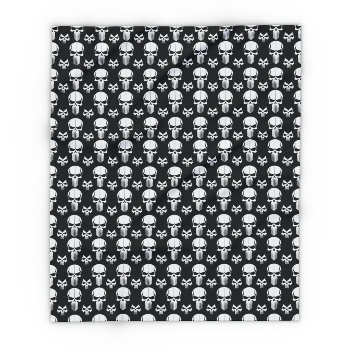 White Skulls on Black - Small Print - 3 Different Sizes - Arctic Fleece Blanket