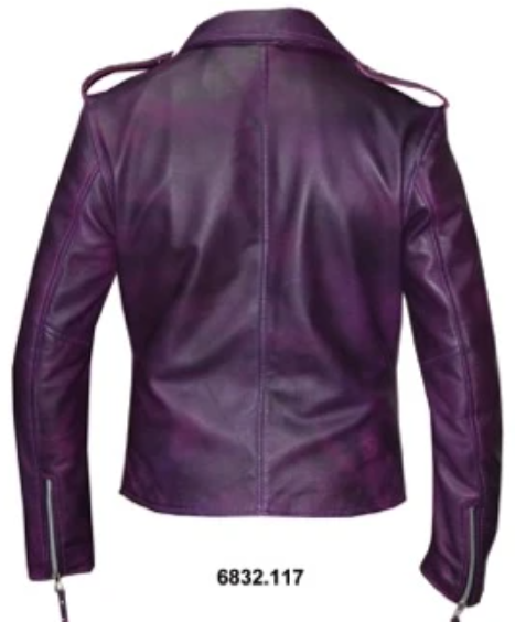 Leather Motorcycle Jacket - Women's - Purple Lambskin Leather - 6832-17-UN