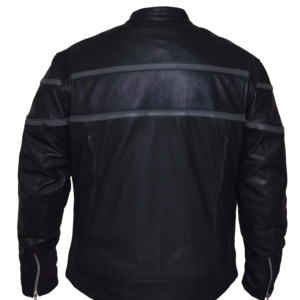 Leather Motorcycle Jacket - Men's - Lightweight - Two Tone - Black With Gray - 6049-18-UN