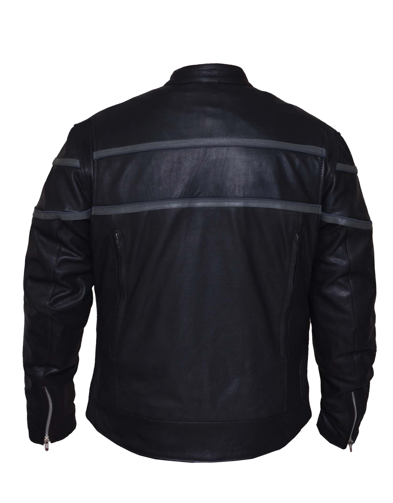 Leather Motorcycle Jacket - Men's - Lightweight - Two Tone - Black With Gray - 6049-18-UN