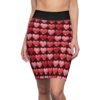 Puffy Hearts - Reds Pinks on Black - Women's Pencil Skirt (AOP)