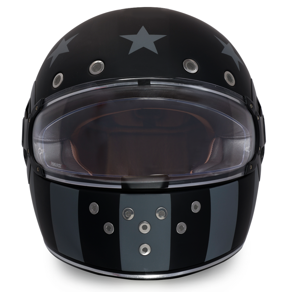 DOT Motorcycle Helmet - Retro Captain America - Stealth - Full Face - R6-CAS-DH