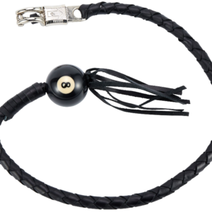 Get Back Whip - Black Leather - 42 Inches Long - With 8 Ball - GBW1-BB-DL