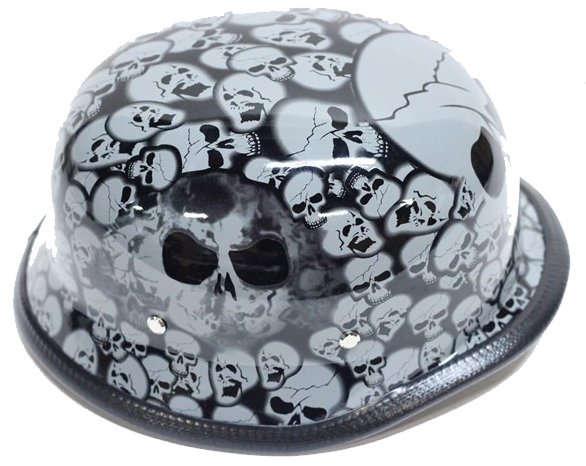 Novelty Motorcycle Helmet - Gray Skull Boneyard - German - H5402-GREY-DL