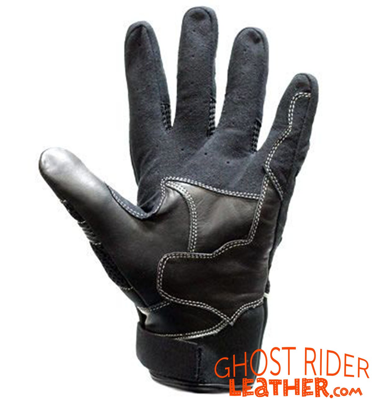 Leather Gloves - Men's - Air Vents - Knuckle Protector - Black - GG02-DL