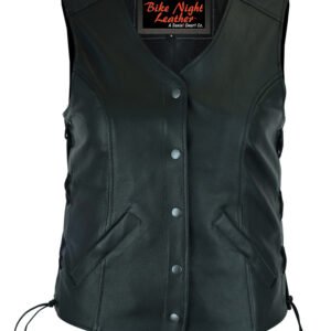 Leather Vest - Women's - Longer Body - Side Laces - Gun Pockets - DS206-DS