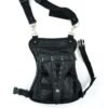 Black Leather Multi Pocket Thigh Bag with Gun Holster Pocket - SKU DS5850-DS