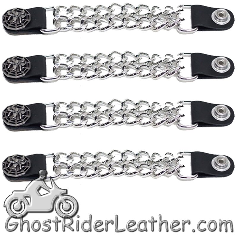 Set of Four Spider On Web Vest Extenders with Chrome Chain - AC1077-DL