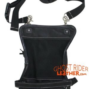 Leather Thigh Bag - Gun Pocket - Black - Touch of Brown - Motorcycle - AC1029-11-BRN2T-DL