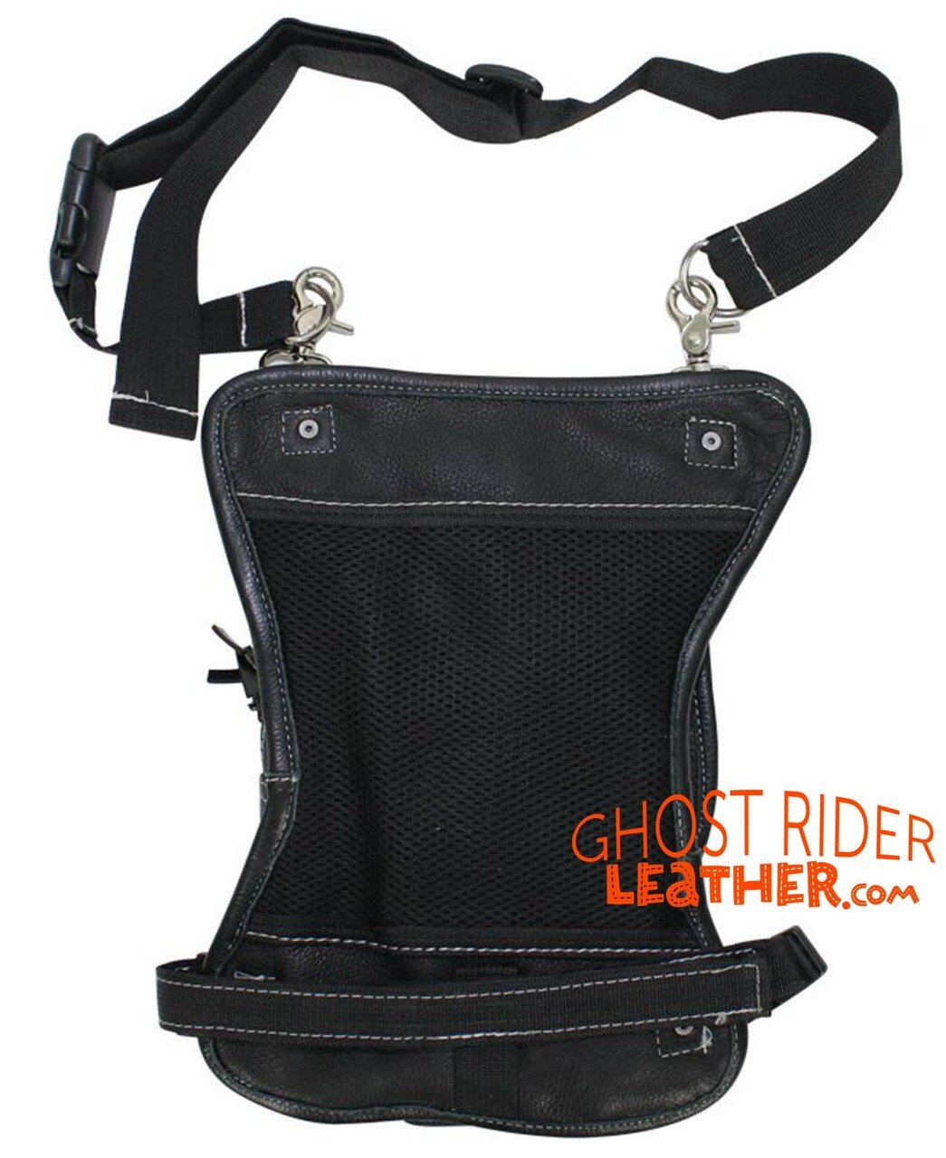 Leather Thigh Bag - Gun Pocket - Black - Touch of Brown - Motorcycle - AC1029-11-BRN2T-DL