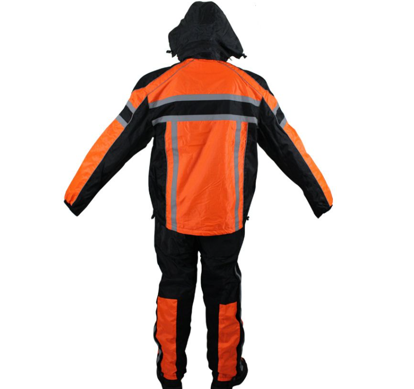 Rain Suit - Men's - Waterproof - Motorcycle - Orange and Black - RS30-ORANGE-DL