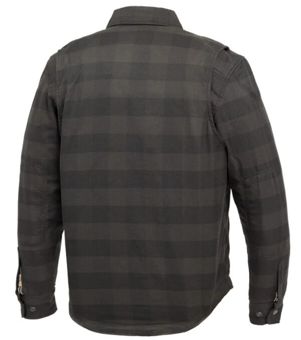 Flannel Motorcycle Shirt - Men's - Armor Pockets - Gun Pockets - Up To Size 5XL - Black Gray Plaid - FIM407FNL-FM