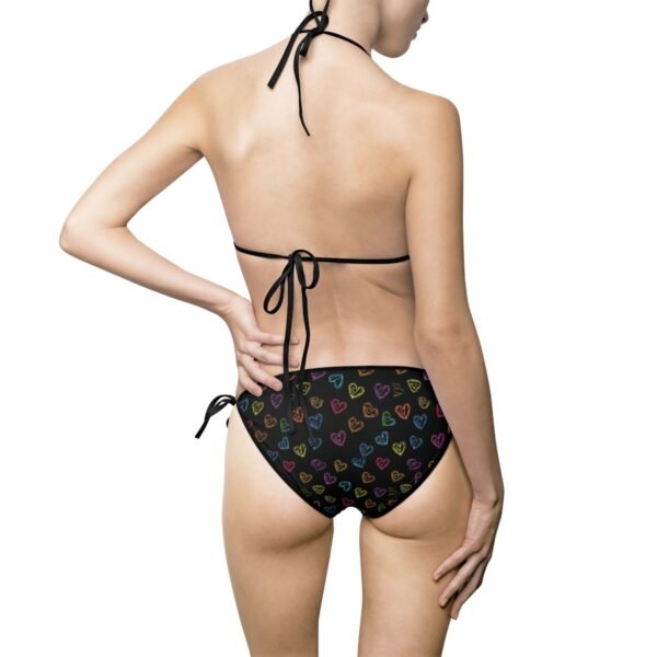 Doodle Hearts Pattern - Multiple Colors on Black - Women's Bikini Swimsuit