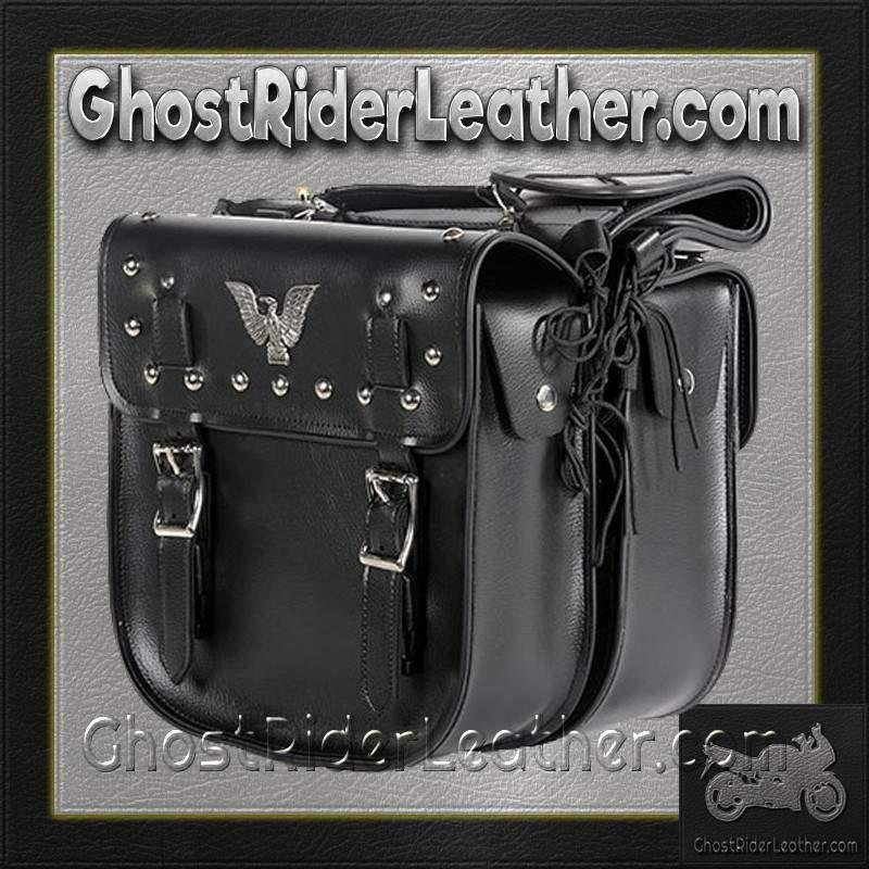 Saddlebags - PVC - Studs and Eagle - Lock - Motorcycle - SD4071-PV-DL