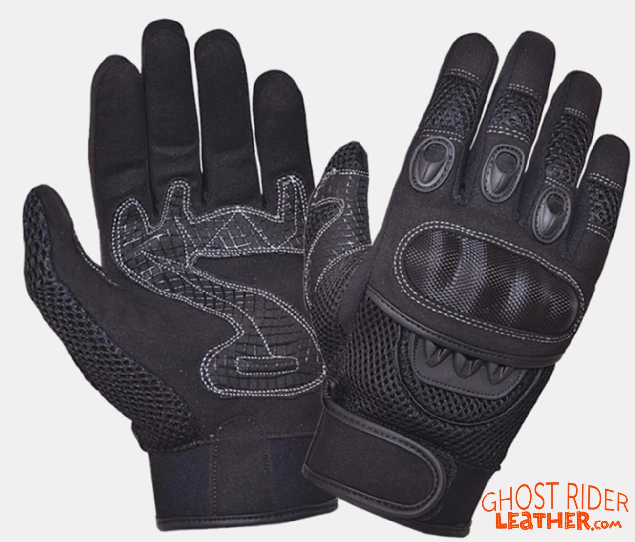 Leather Gloves - Men's - Full Finger - Knuckle Armor - 8324-00-UN