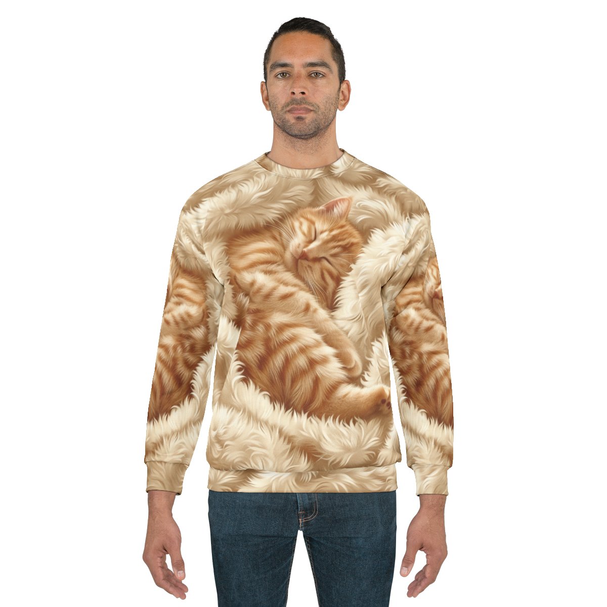 Ginger Kitten on Fleece Blanket - Shades of Ginger and Cream - Unisex Sweatshirt (AOP)