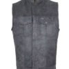 Gray Leather Motorcycle Vest - Men's - Club Style - Up To 64 - MR-MV7320-ZIP-16-DL