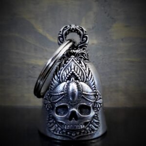 Mandala Skull Rose - Pewter - Motorcycle Spirit Bell - Made In USA - SKU BB65-DS