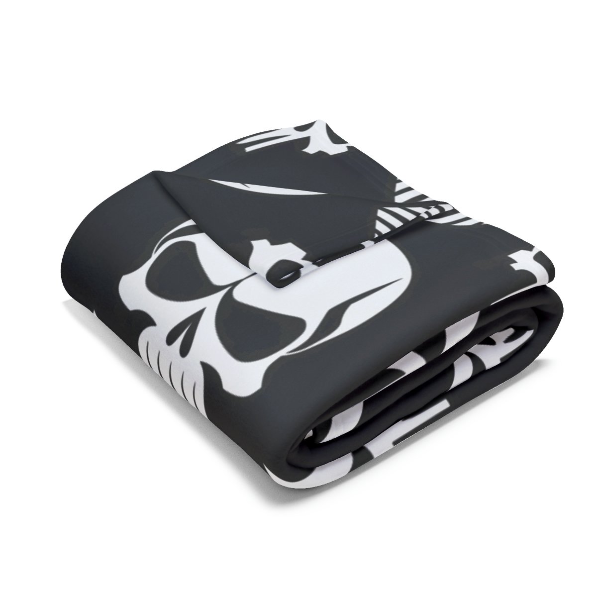 White Skulls on Black - 3 Different Sizes - Arctic Fleece Blanket