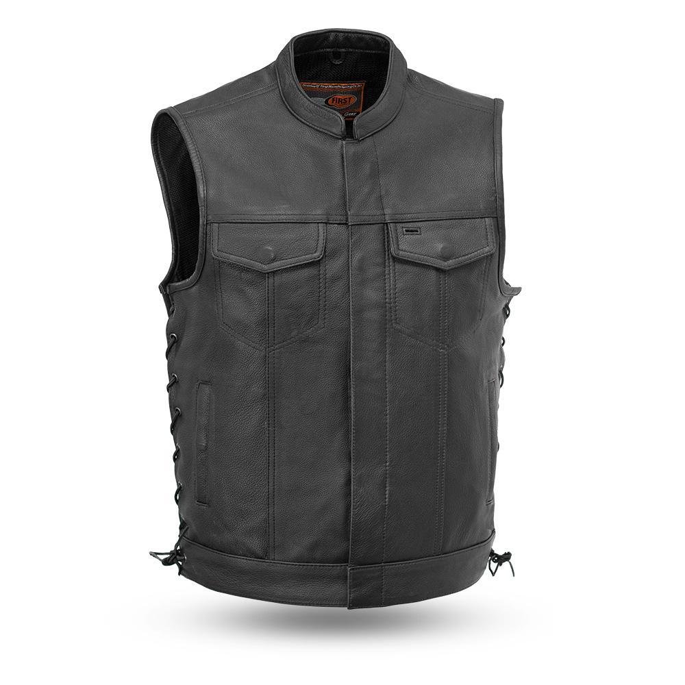 Sniper - The Best Men's Leather Motorcycle Vest - Up To 5XL - FIM685CSL-FM