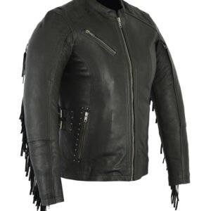 Daniel Smart Womens Updated Stylish Leather Motorcycle Jacket - Fringe and Rivets Design - DS880-DS
