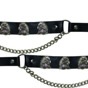 Pair of Biker Boot Chains - Eagle With USA Flag - Motorcycle - BC15-DL