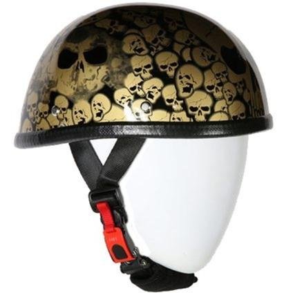 Novelty Motorcycle Helmet - Smokey Gold Skull Boneyard - Shorty - H6401-SMOKEY-DL