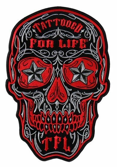 Skull With Tattooed For Life TFL Vest Patch - PPA8000-HI