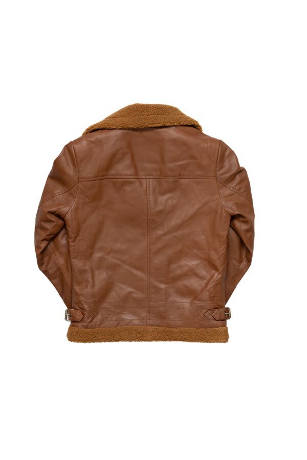 Leather Motorcycle Jacket - Women's - Dark Cognac Faux Wool Lining - WBL1404-COG-FM