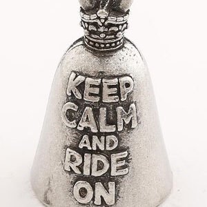 Keep Calm And Ride On - Pewter - Motorcycle Guardian Bell® - Made In USA - SKU GB-KEEP-CALM-DS
