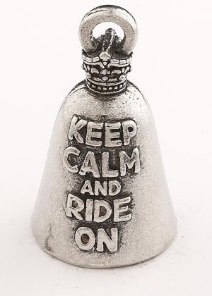 Keep Calm And Ride On - Pewter - Motorcycle Guardian Bell® - Made In USA - SKU GB-KEEP-CALM-DS