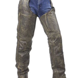 Leather Motorcycle Chaps - Men's - Up To 8XL - Naked Distressed Brown - C4334-12-DL. Big sizes including 4XL, 5XL, 6XL, 7XL, 8XL.