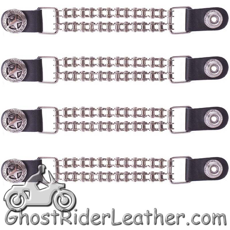 Set of Four Texas Star Vest Extenders with Chrome Motorcycle Chain - AC1063-BC-DL