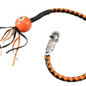 Get Back Whip in Black and Orange Leather With Pool Ball - 36 Inches - GBW9-BB-36-DL