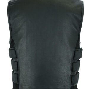 Leather Motorcycle Vest - Men's - Up To Size 5XL - Tactical - SWAT - MR-MV315-11-DL