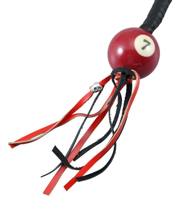 Get Back Whip - Black and Red Leather - With Pool Ball - 36 Inches - GBW6-BB-36-DL