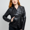 Leather Motorcycle Jacket - Women's - Violet Or Black - WBL1395-FM