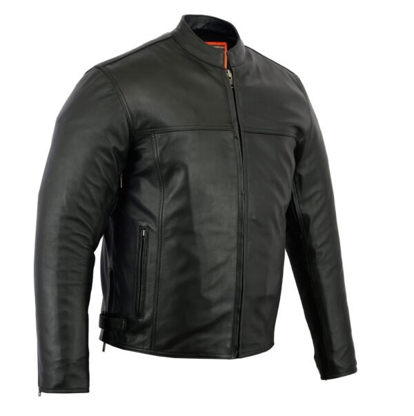 Leather Scooter Jacket - Men's - Reflective Piping - Gun Pockets - DS718-DS