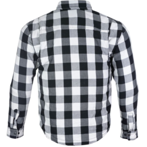 Flannel Motorcycle Shirt - Men's - Armor - Up To Size 5XL - White Black Plaid - SHR13-CC-DL