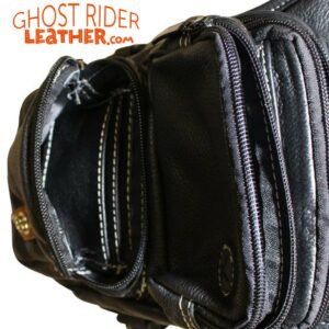 Leather Thigh Bag - Gun Pocket - Black - Touch of Brown - Motorcycle - AC1029-11-BRN2T-DL