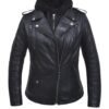 UNIK Ladies 3-in-1 Premium Lambskin Leather Jacket With Removable Hoodie - 6841-00-UN