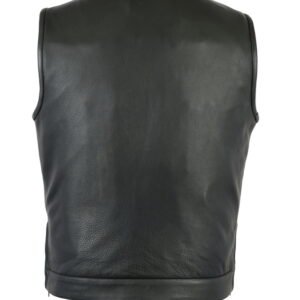 Leather Motorcycle Vest - Men's - Gun Pockets - 10" Zipper - Up To 12XL - RC187-DS