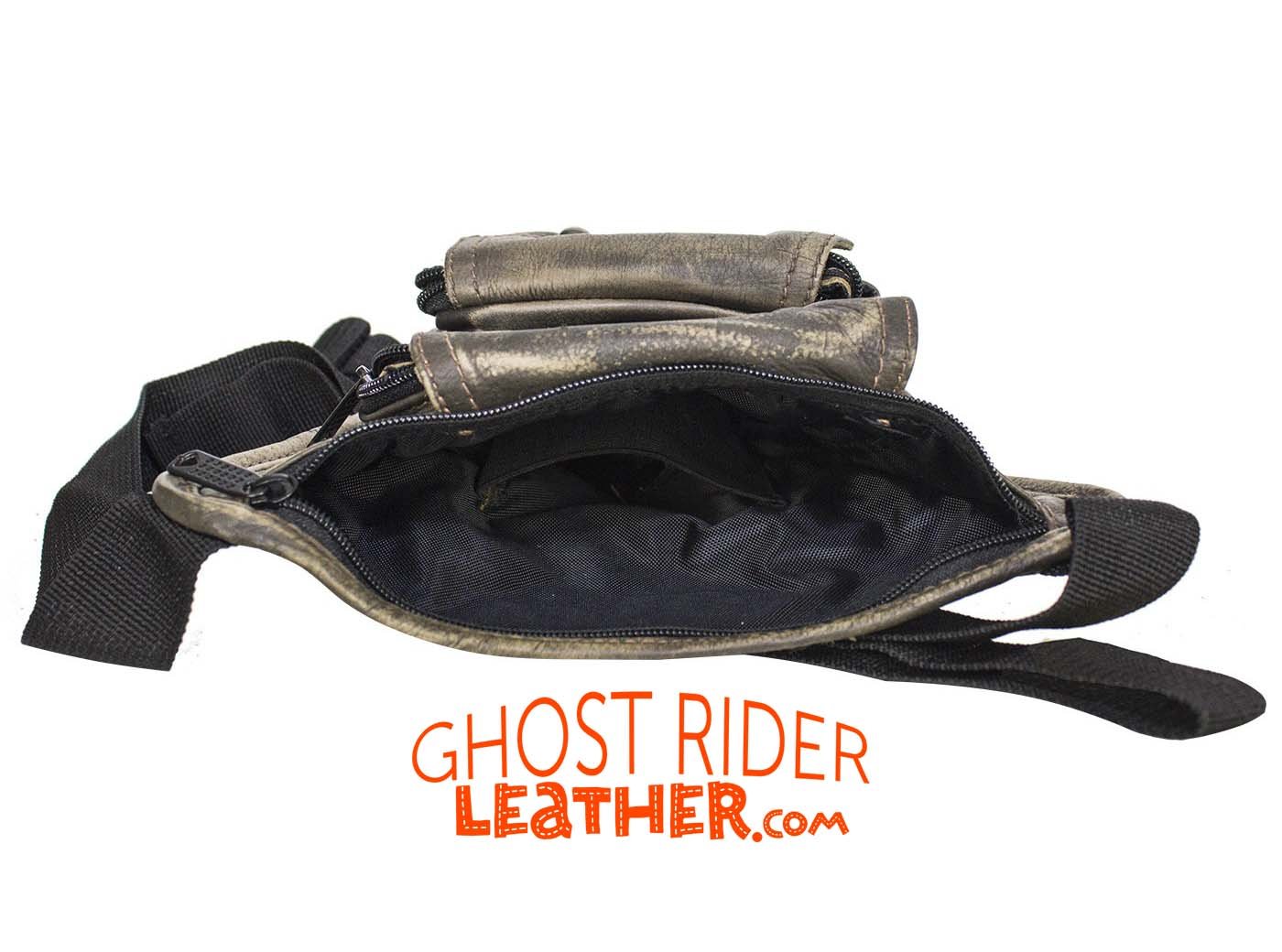 Leather Thigh Bag - Gun Pocket - Distressed Brown - Motorcycle - AC1025-12-DL