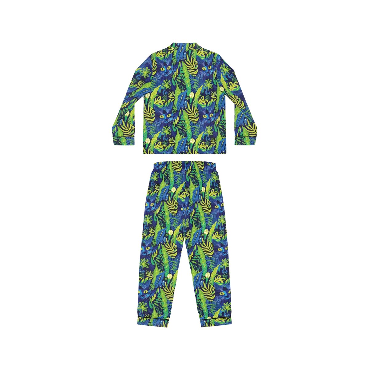 Cat Hiding in the Plants - Blues Greens Yellow - Multiple Colors - Women's Satin Pajamas - PJs Cat Hiding in the Plants - Blues Greens Yellow - Multiple Colors - Women's Satin Pajamas - PJs