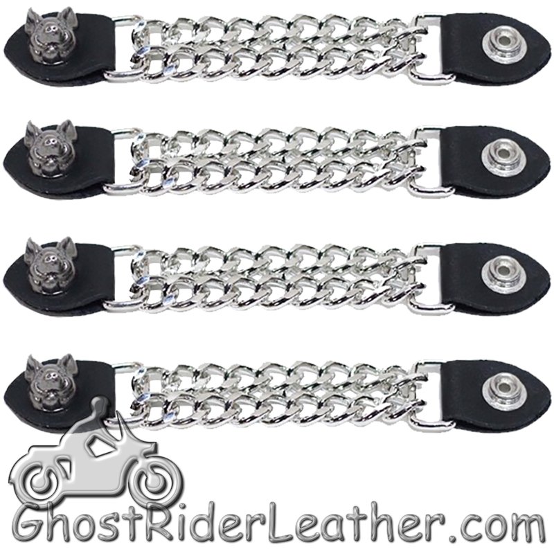 Set of Four Smiling Hog Vest Extenders with Chrome Chain - AC1055-DL