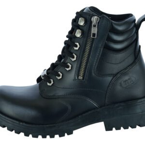 Leather Motorcycle Boots - Women's - Black - Side Zippers - DS9768-DS