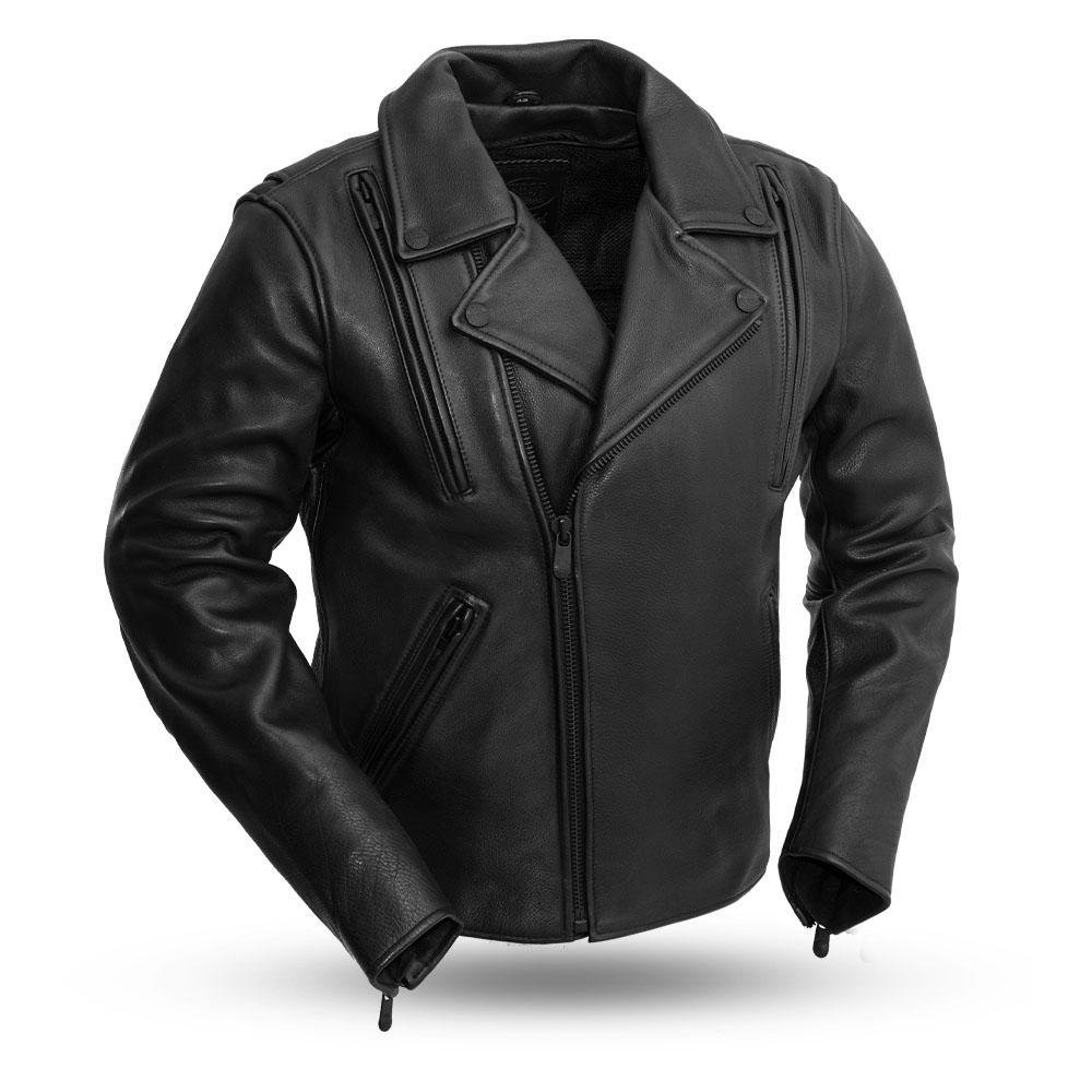 Night Rider - Men's Platinum Naked Leather Motorcycle Jacket - Oxblood or Black - SKU FIM269CPMZ-FM